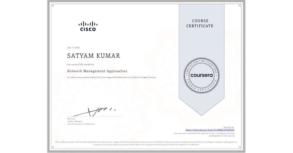 Cisco Network Management and Operations Certificate