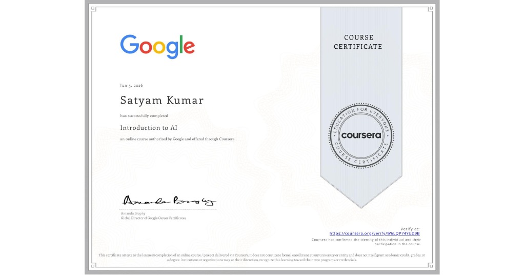 Google Introduction to AI Certificate