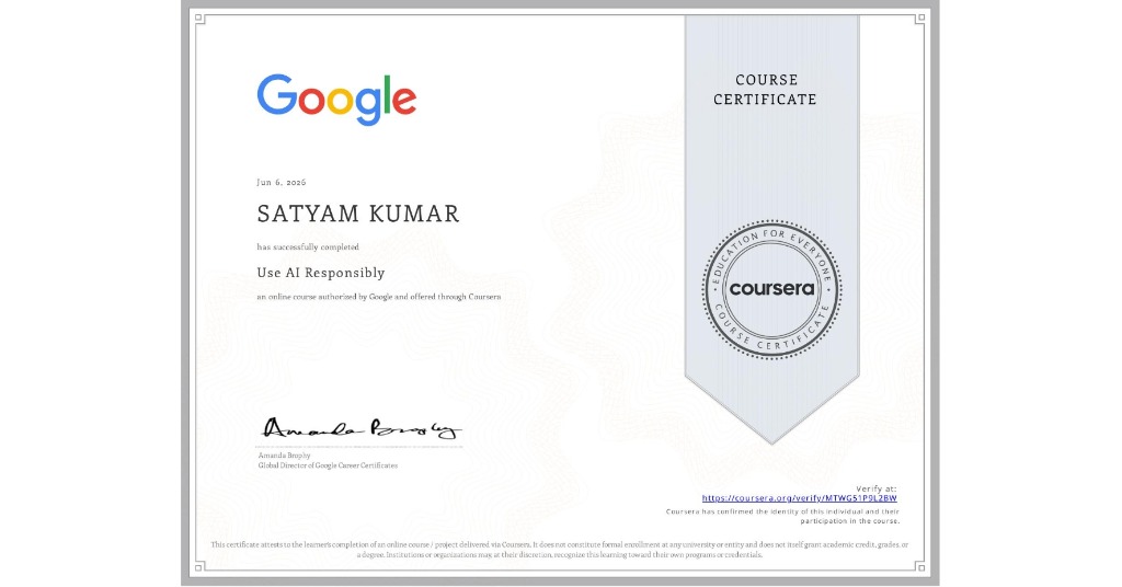 Google Use AI Responsibly Certificate