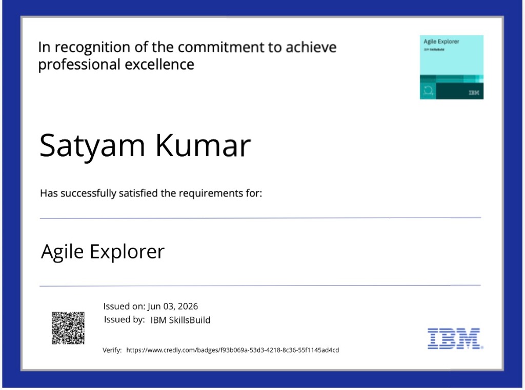 IBM Agile Explorer Certificate