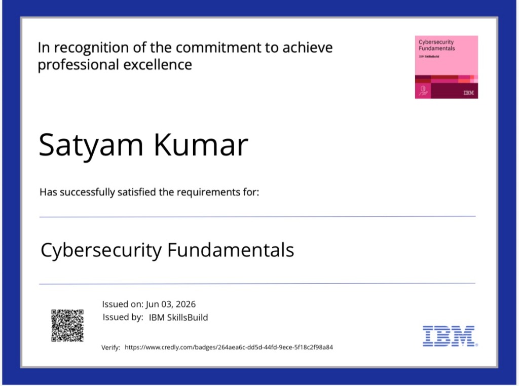 IBM Cybersecurity Fundamentals Certificate